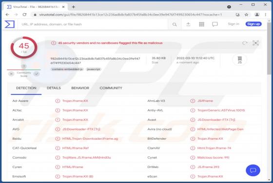 Cheval de Troie JS/Agent
