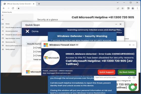 POP-UP Arnaque DRIDEX..Malware detected - Error Code: DXRW2:#19X80XD