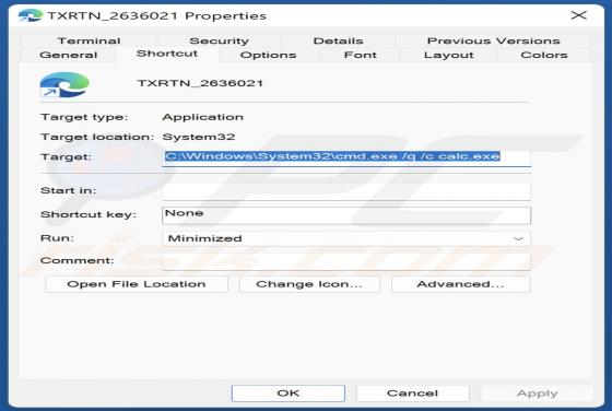 Maliciel Windows Calculator
