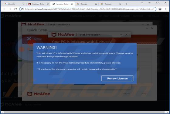 POP-UP Arnaque Your Windows 10 Is Infected With Viruses