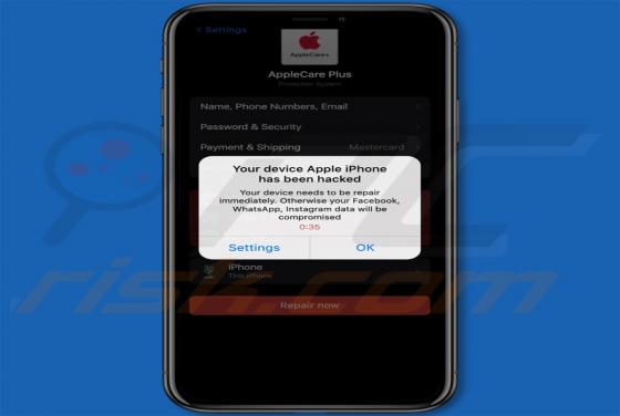 POP-UP Arnaque Your Device Apple iPhone Has Been Hacked (Mac)