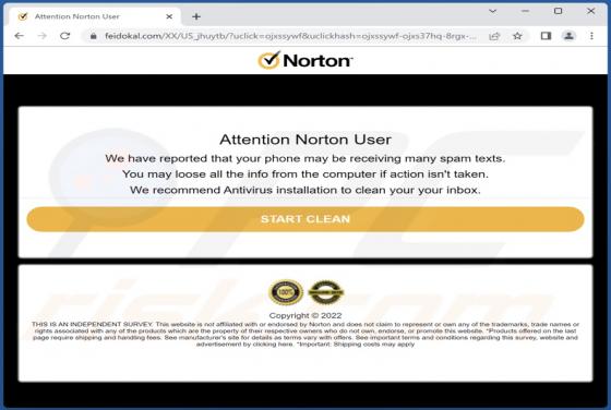 POP-UP Arnaque Norton - Your Phone May Be Receiving Many Spam Texts