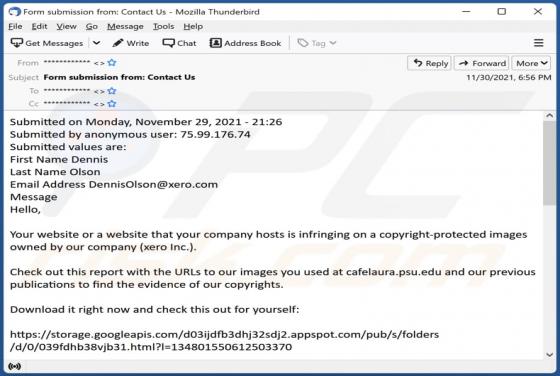 Courriel Virus DMCA Copyright Infringement Notification
