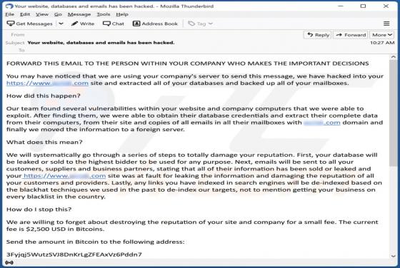 Courriel Arnaque We Are Using Your Company's Server To Send This Message