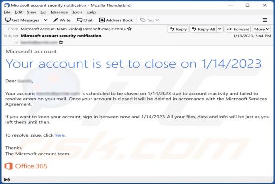 Courriel Arnaque Your Account Is Set To Close