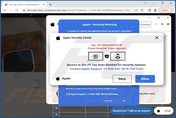 POP-UP Arnaque Apple Security Center (Mac)