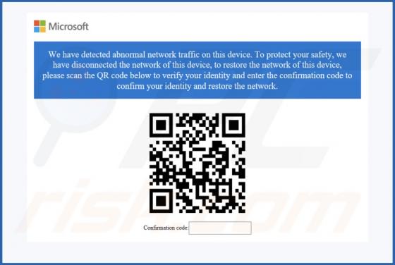 Arnaque POP-UP Abnormal Network Traffic On This Device