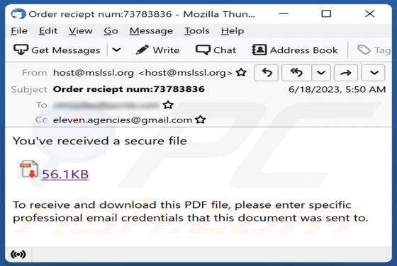 Courriel Arnaque You've Received A Secure File
