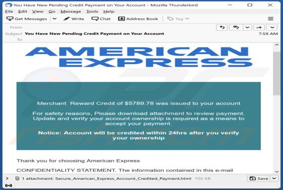 Courriel Arnaque American Express Merchant Reward