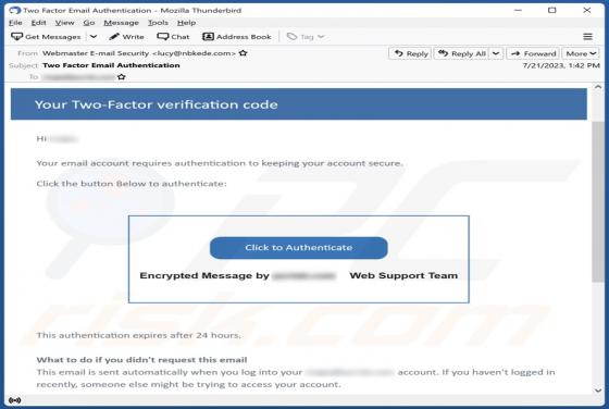Courriel Arnaque Two-Factor Verification