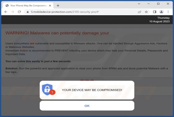 POP-UP Arnaque YOUR DEVICE MAY BE COMPROMISED