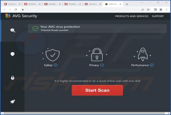 POP-UP Arnaque AVG Security