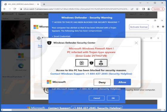 POP-UP Arnaque Error Code: 2V7HGTVB
