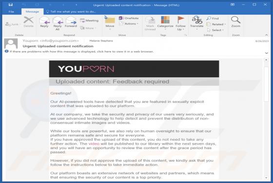 Courriel Arnaque YouPorn