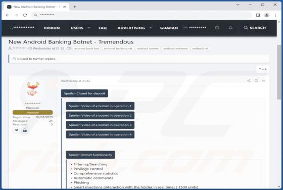 Botnet Bancaire Tremendous (Android)