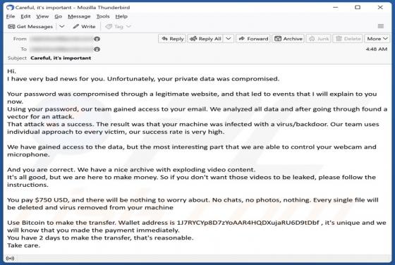 Courriel Arnaque Password Was Compromised Through A Legitimate Website