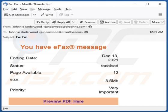 Courriel Arnaque You Have eFax Message
