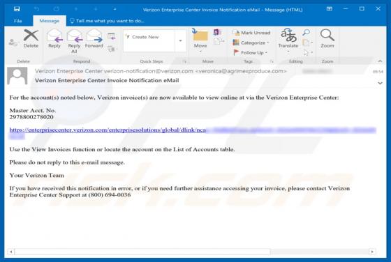 Virus par Courriel Verizon