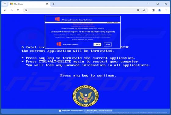 POP-UP Arnaque U.S. Securities And Exchange Commission