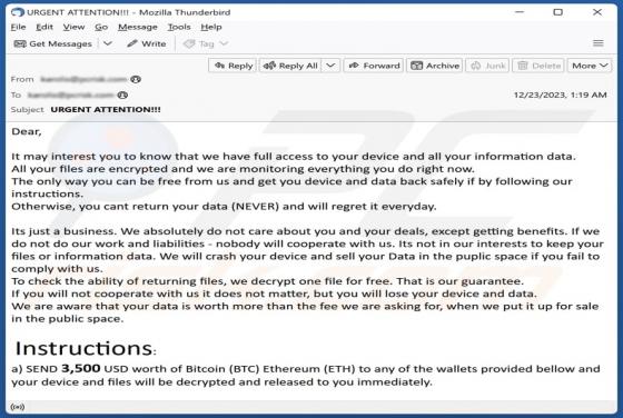Courriel Arnaque We Have Full Access To Your Device