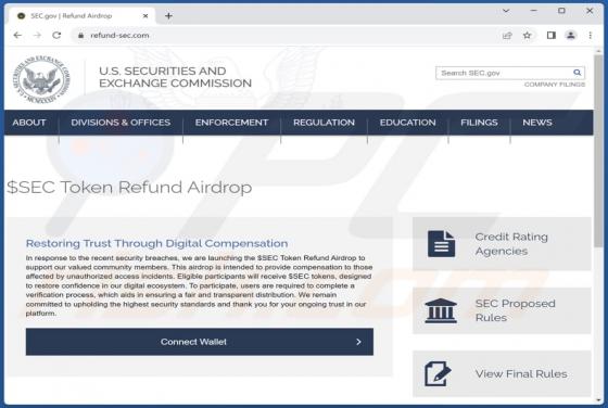 Arnaque SEC Token Refund Airdrop