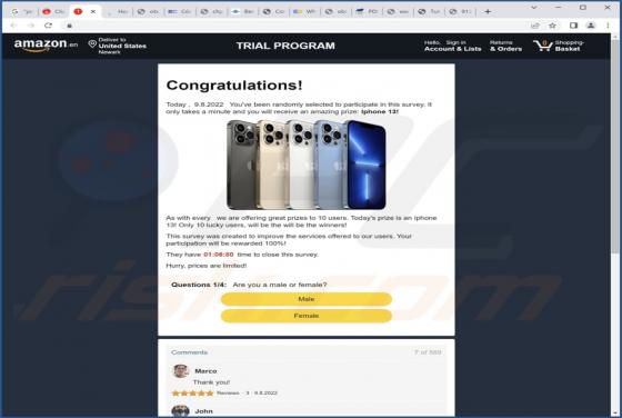 POP-UP Arnaque AMAZON TRIAL