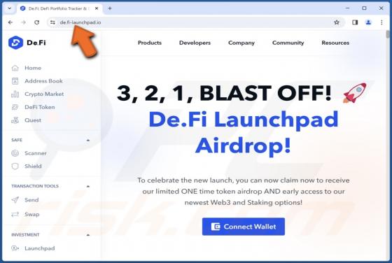 Arnaque De.Fi Launchpad Airdrop