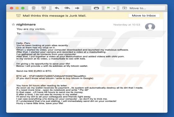 Courriel Arnaque Hello Perv