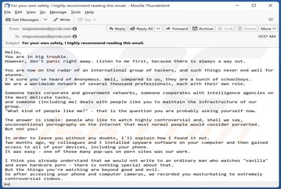Courriel Escroc You Are Now On The Radar Of An International Group Of Hackers