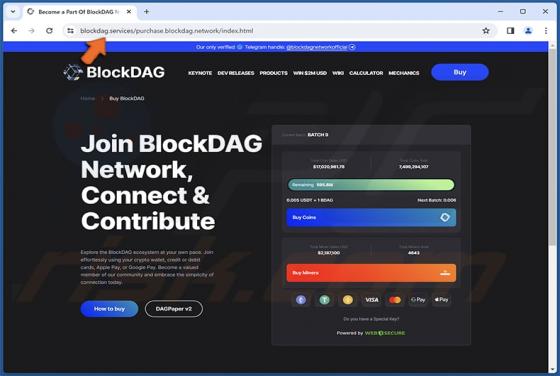 Crypto Drainer se fait passer pour le site web de BlockDAG