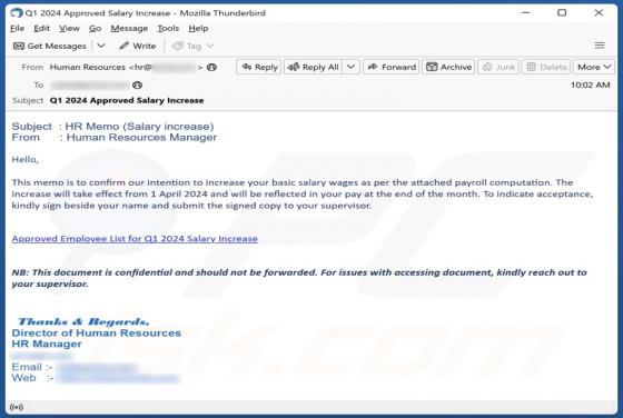 Courriel Arnaque Salary Increase