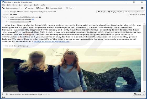 Courriel Arnaque Help My Daughter