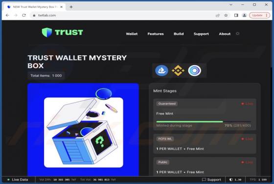 Arnaque Trust Wallet Mystery Box