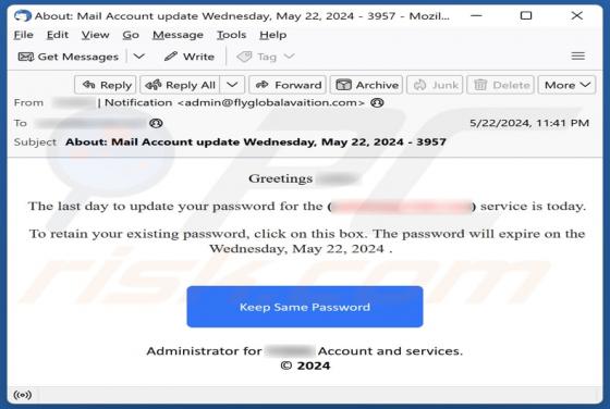 Courriel Arnaque Last Day To Update Your Password