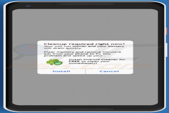 Cleanup Required Right Now! Pop-Up Arnaque (Android)