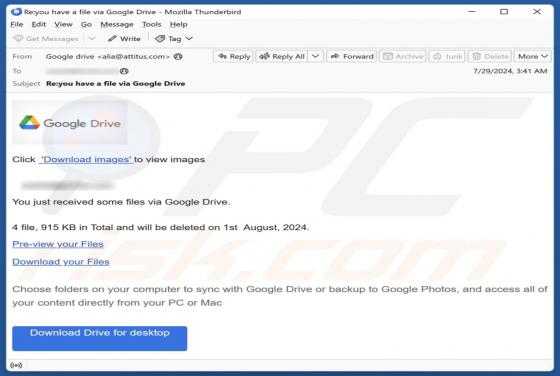 Courriel Arnaque Google Drive