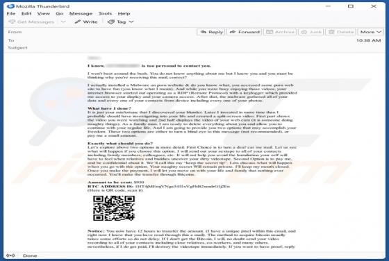 Courriel Arnaque Malware On Porn Website