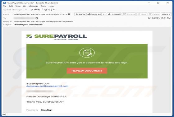 Courriel Arnaque SurePayroll