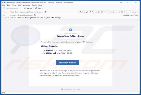 Courriel Arnaque OpenSea Offer Alert