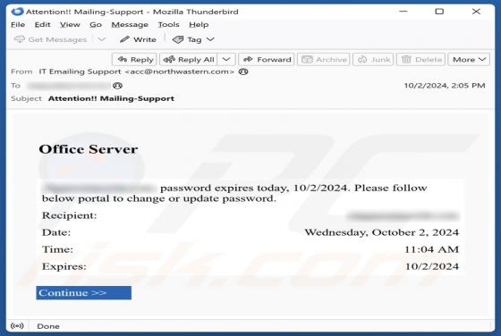 Courriel Arnaque Office Server