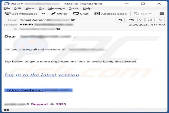 We Are Closing All Old Versions Of Email Arnaque