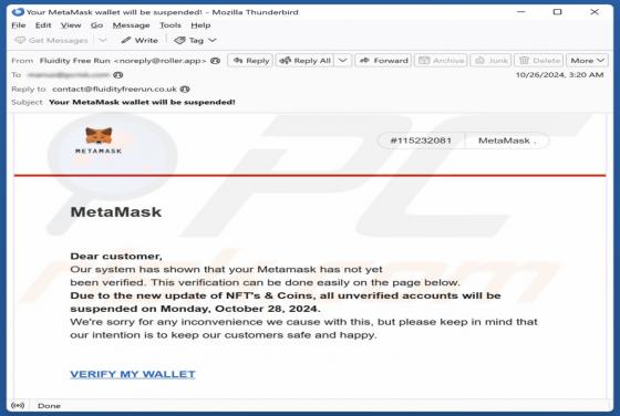 Courriel Arnaque MetaMask Wallet Verification