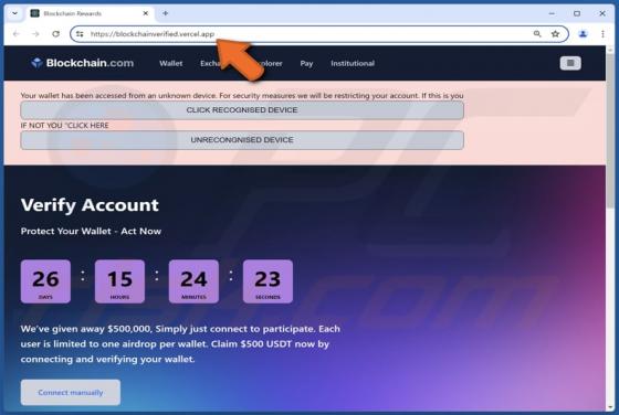 Blockchain.com Airdrop Arnaque