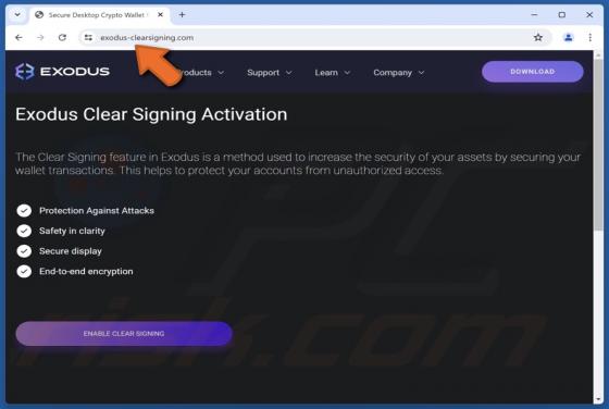 Exodus Clear Signing Activation Arnaque
