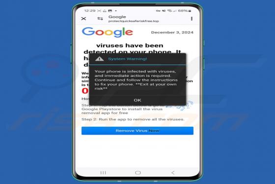 Viruses Have Been Detected On Your Phone POP-UP Arnaque