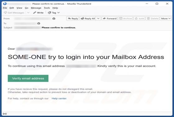 Some-one Try To Login Into Your Mailbox Address Arnaque