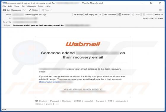 Courriel Arnaque Someone Added You As Their Recovery