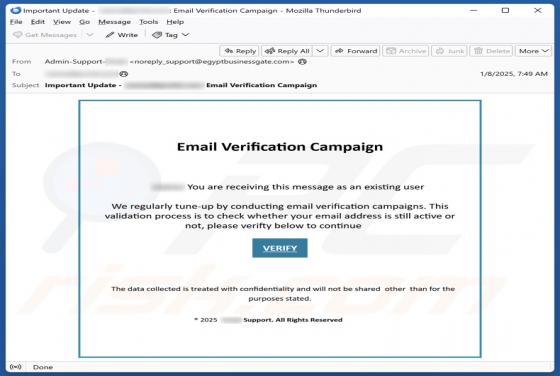 Email Verification Campaign Arnaque