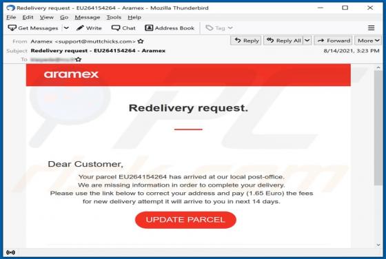 Courriel Arnaque Aramex