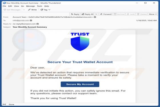 Courriel Arnaque Secure Your Trust Wallet Account